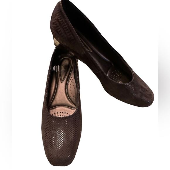 Trotters Brown Herringbone Suede Loafers Womens Size 8N Shoes - Picture 1 of 8